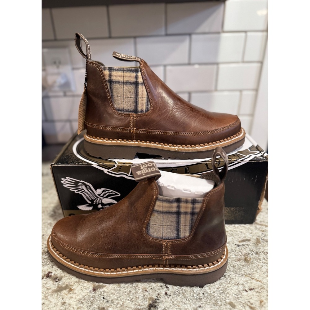 Georgia Boot Women Georgia Giant High Romeo Brown Leather Plaid Boots GB00656